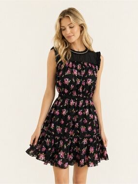 Vintage Y2K Juicy Couture Black Label Lace Rose Mini Dress S